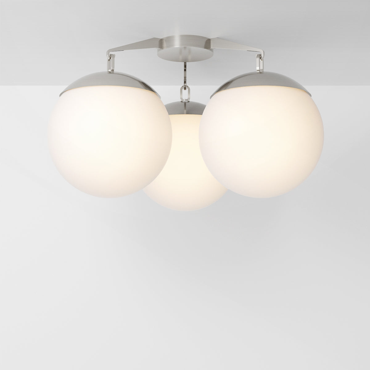 Lure Flush 16 Ceiling Light in Brushed Nickel Opal Glass Flush Mounts