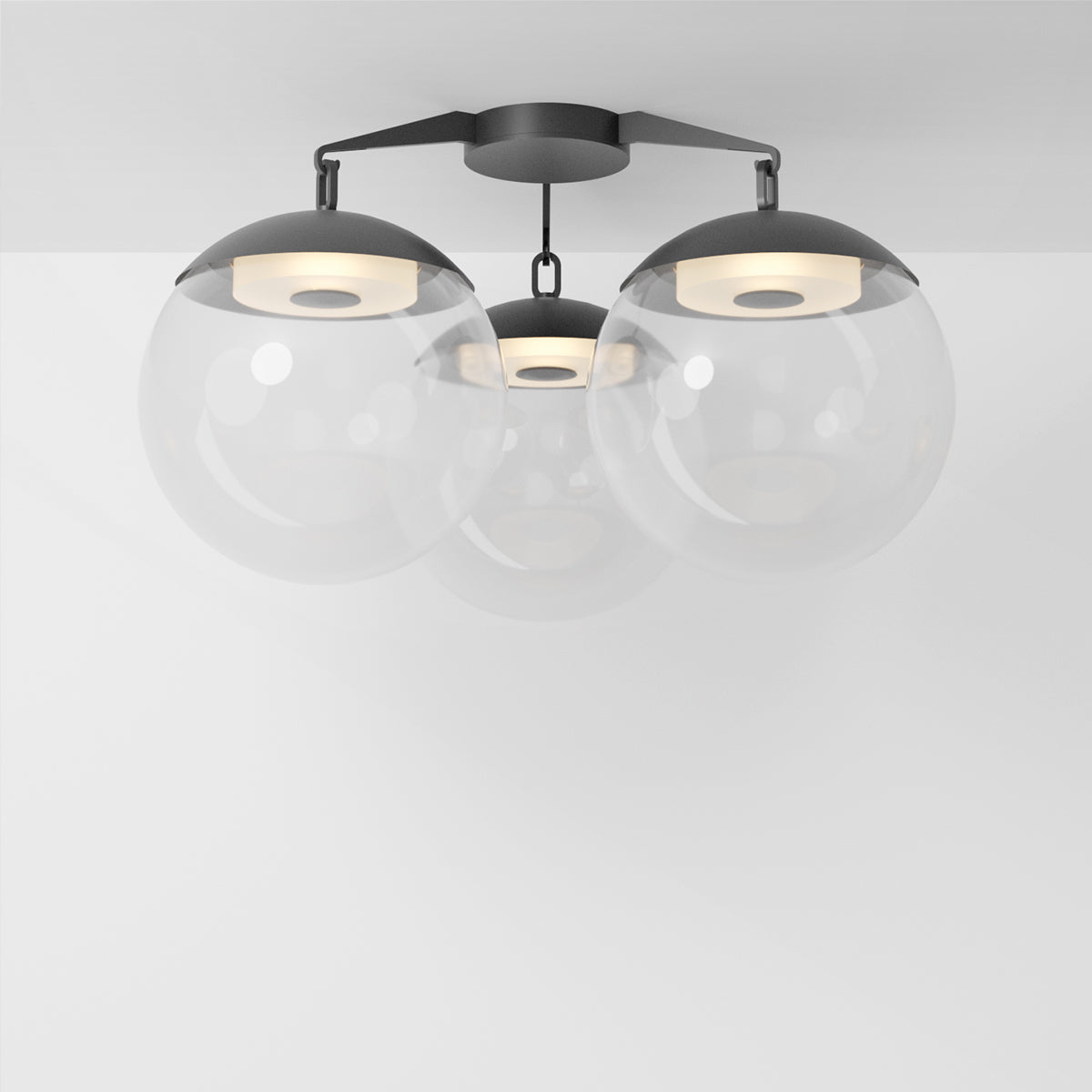 Lure Flush 16 Ceiling Light in Matte Black Clear Glass Flush Mounts