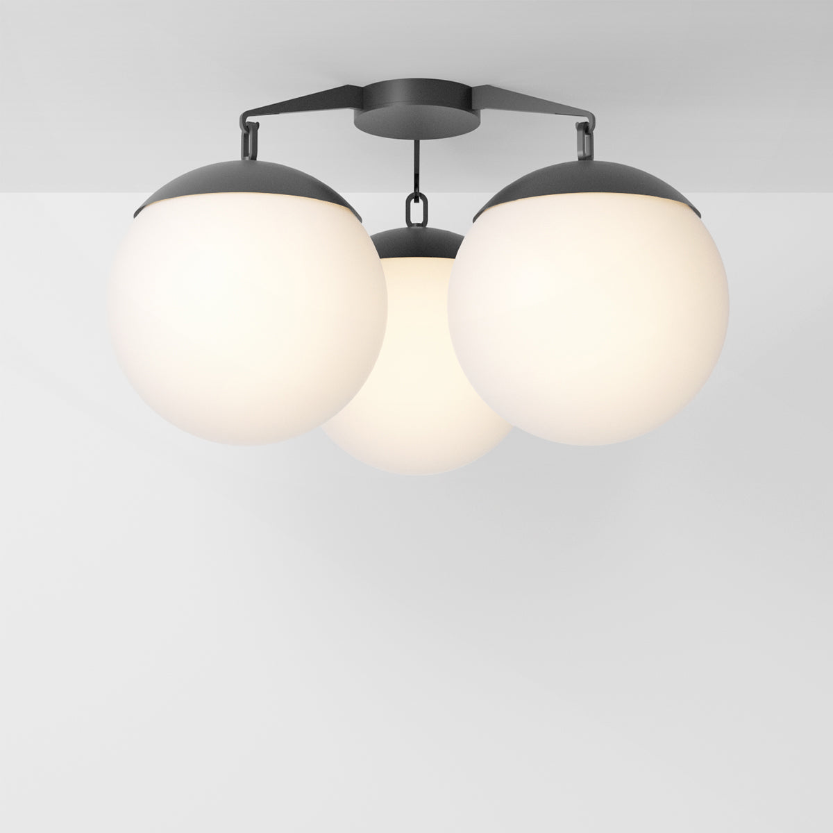 Lure Flush 16 Ceiling Light in Matte Black Opal Glass Flush Mounts