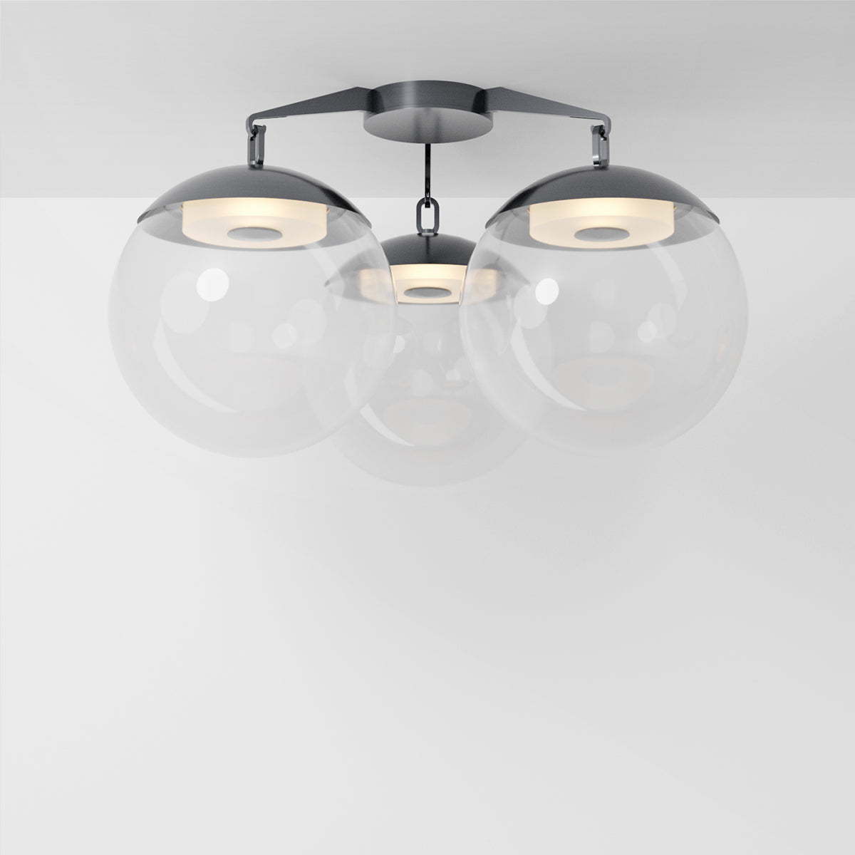 Lure Flush 16 Ceiling Light in Pewter Clear Glass Flush Mounts