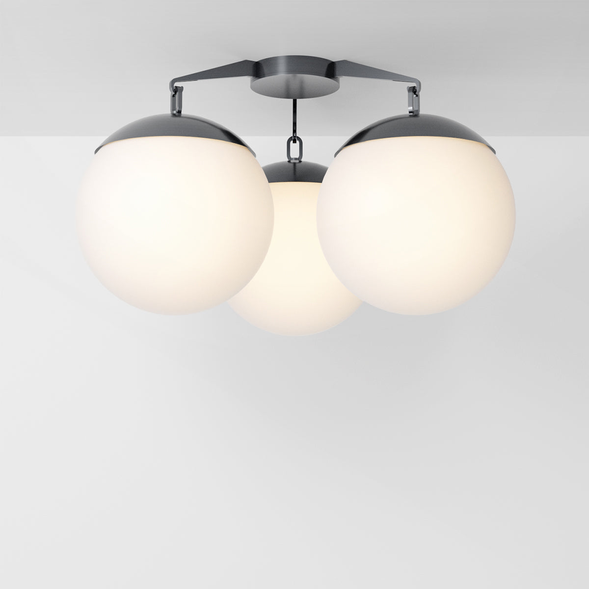 Lure Flush 16 Ceiling Light in Pewter Opal Glass Flush Mounts