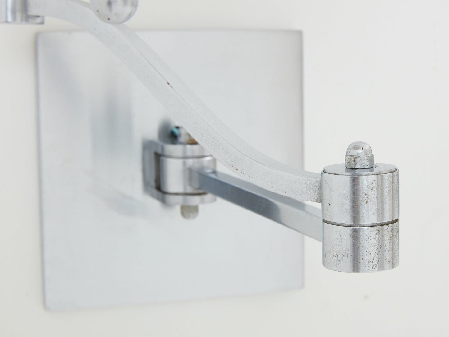 Maison Charles Pair of Brushed Steel Adjustable Swing-Arm Sconces 1960 Sconces