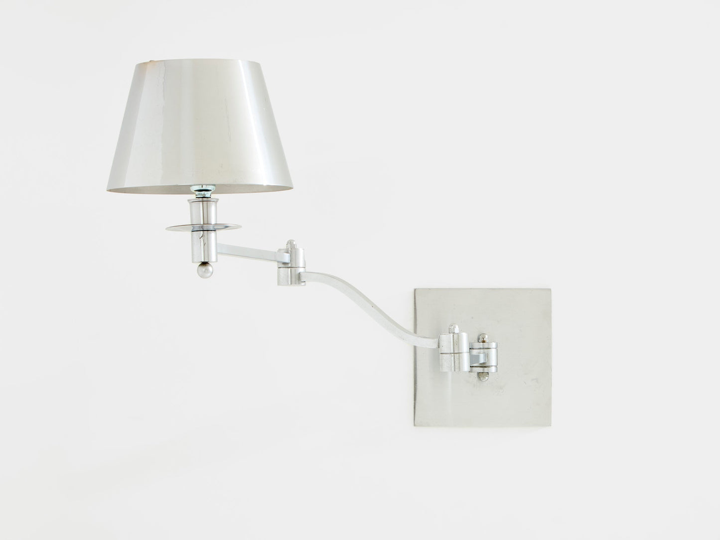 Maison Charles Single Brushed Steel Adjustable Swing-Arm Sconce 1960s Sconces