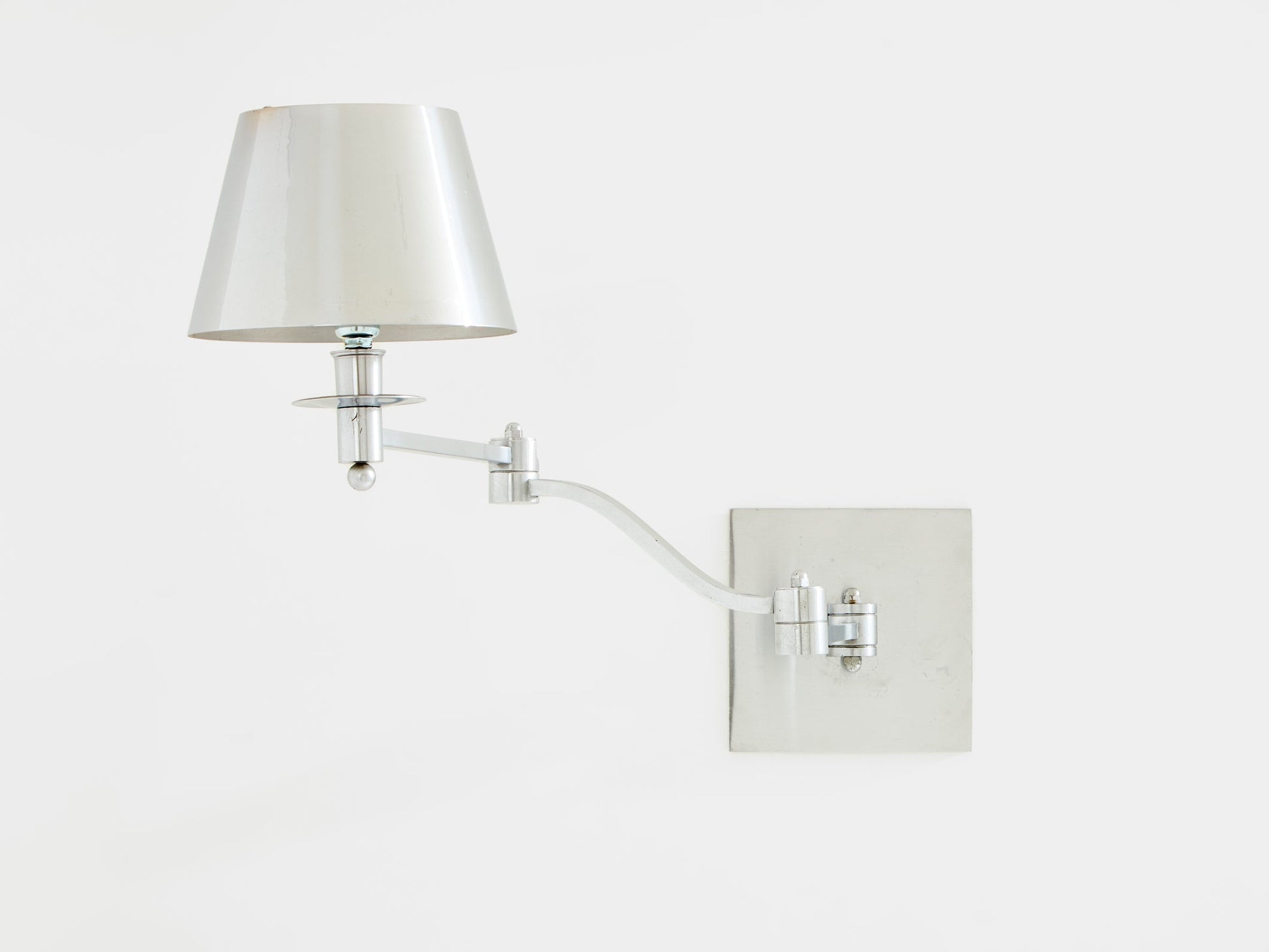 Maison Charles Single Brushed Steel Adjustable Swing-Arm Sconce 1960s Sconces