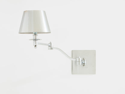 Maison Charles Single Brushed Steel Adjustable Swing-Arm Sconce 1960s Sconces