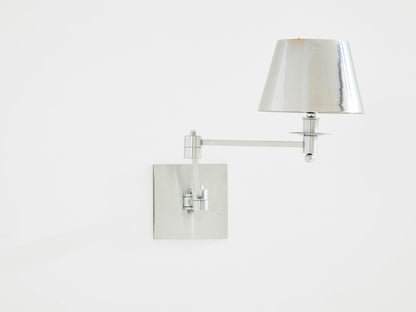 Maison Charles Single Brushed Steel Adjustable Swing-Arm Sconce 1960s Sconces