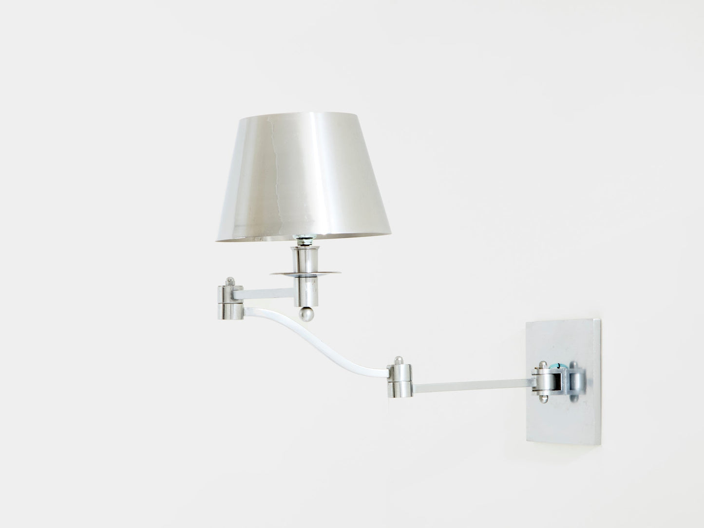Maison Charles Single Brushed Steel Adjustable Swing-Arm Sconce 1960s Sconces