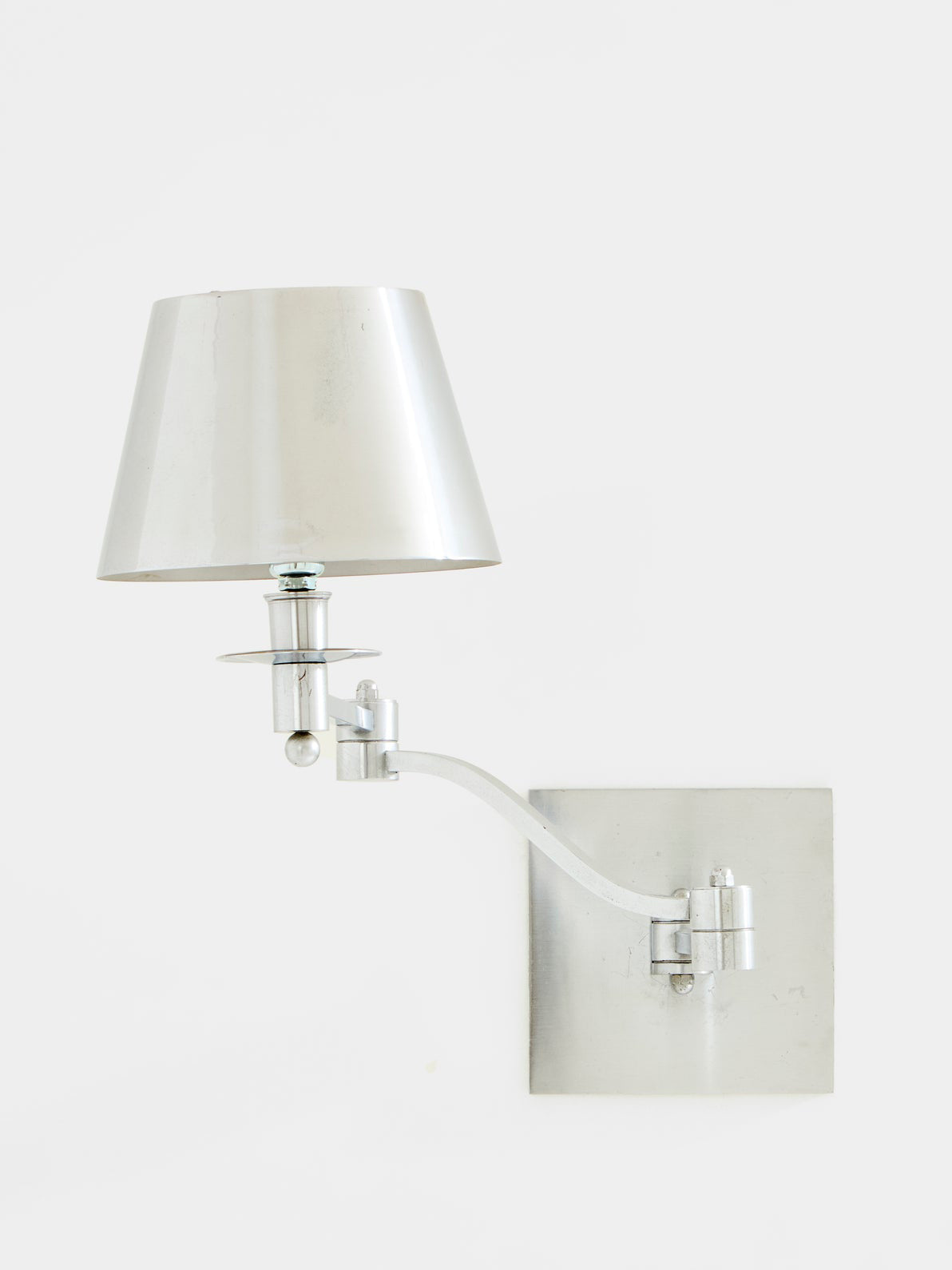 Maison Charles Single Brushed Steel Adjustable Swing-Arm Sconce 1960s Sconces