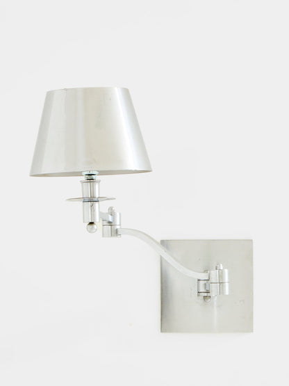 Maison Charles Single Brushed Steel Adjustable Swing-Arm Sconce 1960s Sconces
