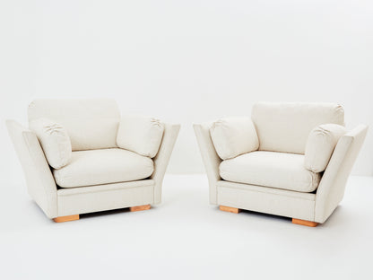 Maison Jansen Neoclassical Pair of Armchairs, Reupholstered 1960s Chairs