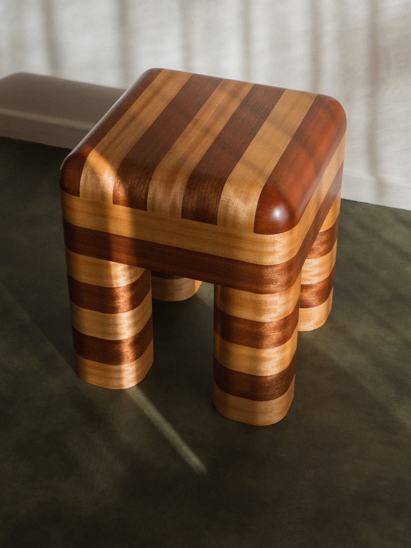 Marcello Striped Wooden Stool / Side Table End Tables