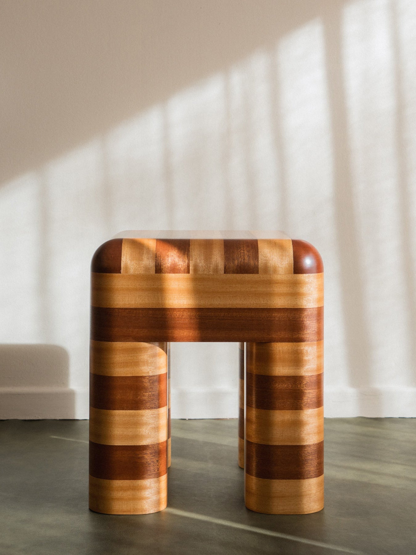 Marcello Striped Wooden Stool / Side Table End Tables