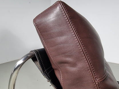 Marco Zanuso Maggiolina Lounge Chairs in Brown and Black Leather Chairs