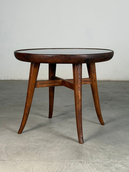 Mario Quarti Attribuited Raised Coffee Table in Solid Chestnut and Glass, 1940s Coffee Tables