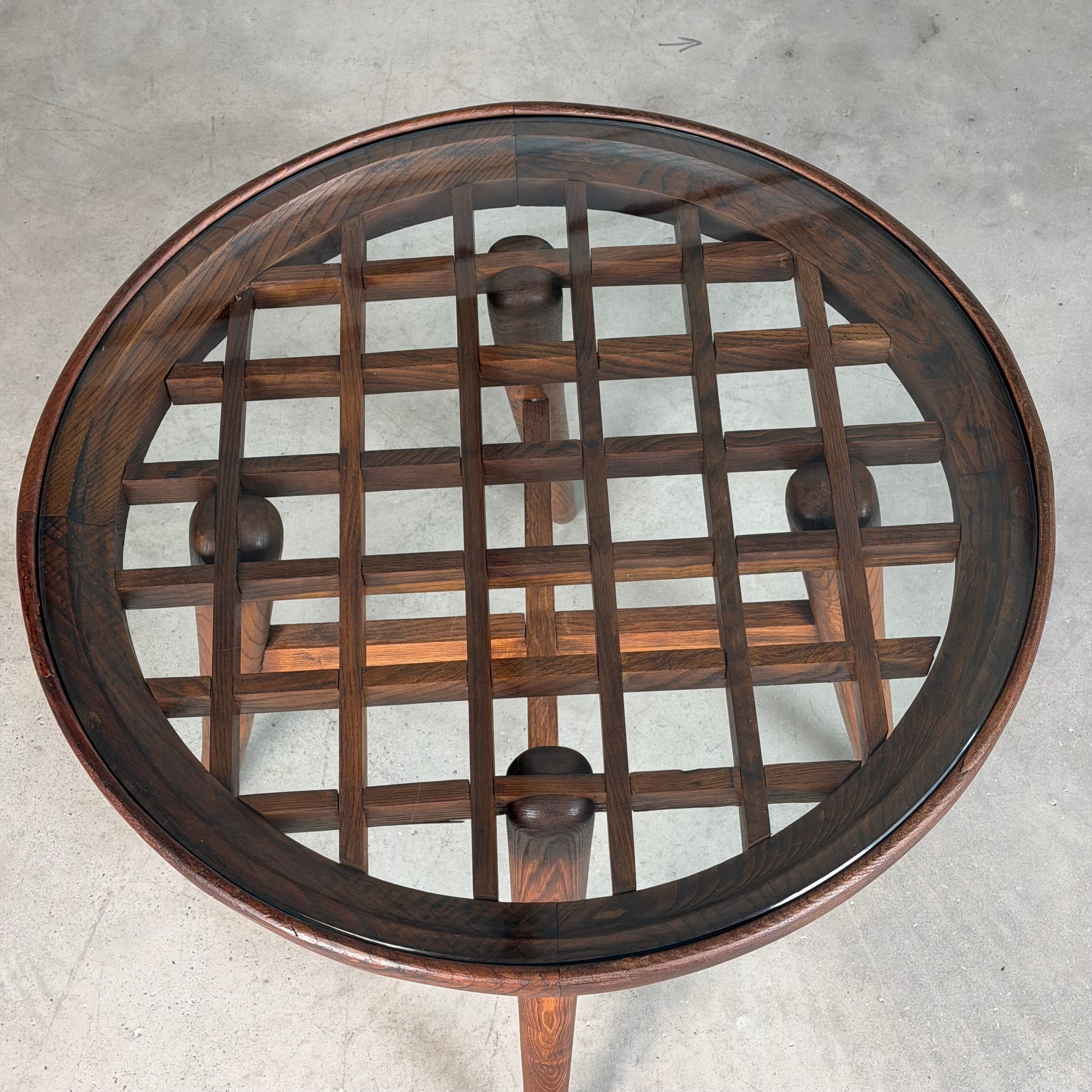 Mario Quarti Attribuited Raised Coffee Table in Solid Chestnut and Glass, 1940s Coffee Tables