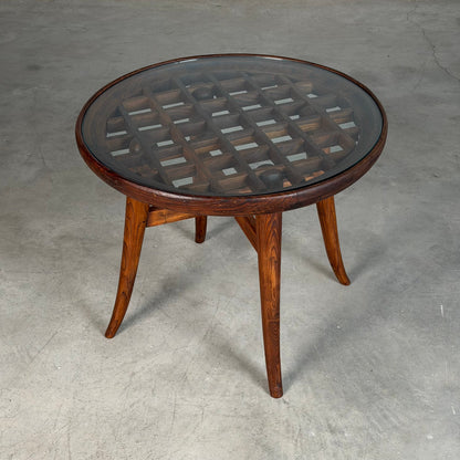 Mario Quarti Attribuited Raised Coffee Table in Solid Chestnut and Glass, 1940s Coffee Tables