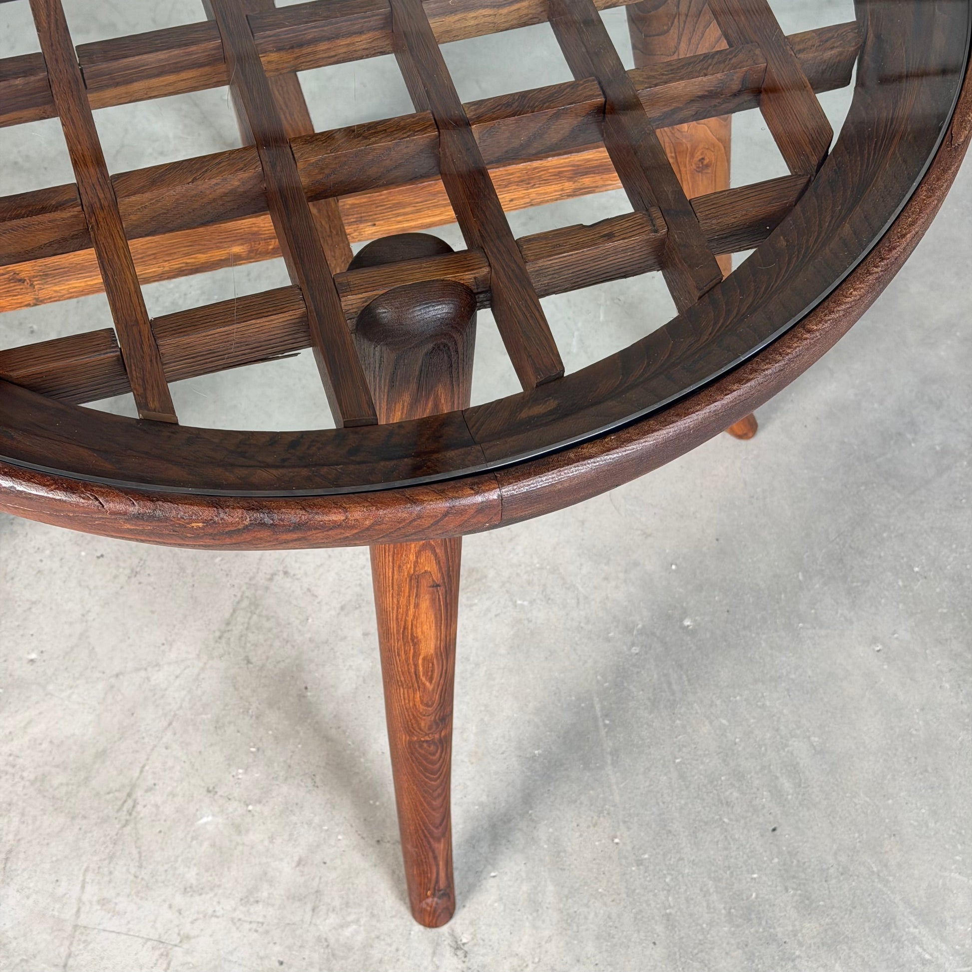 Mario Quarti Attribuited Raised Coffee Table in Solid Chestnut and Glass, 1940s Coffee Tables