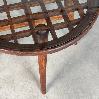 Mario Quarti Attribuited Raised Coffee Table in Solid Chestnut and Glass, 1940s Coffee Tables