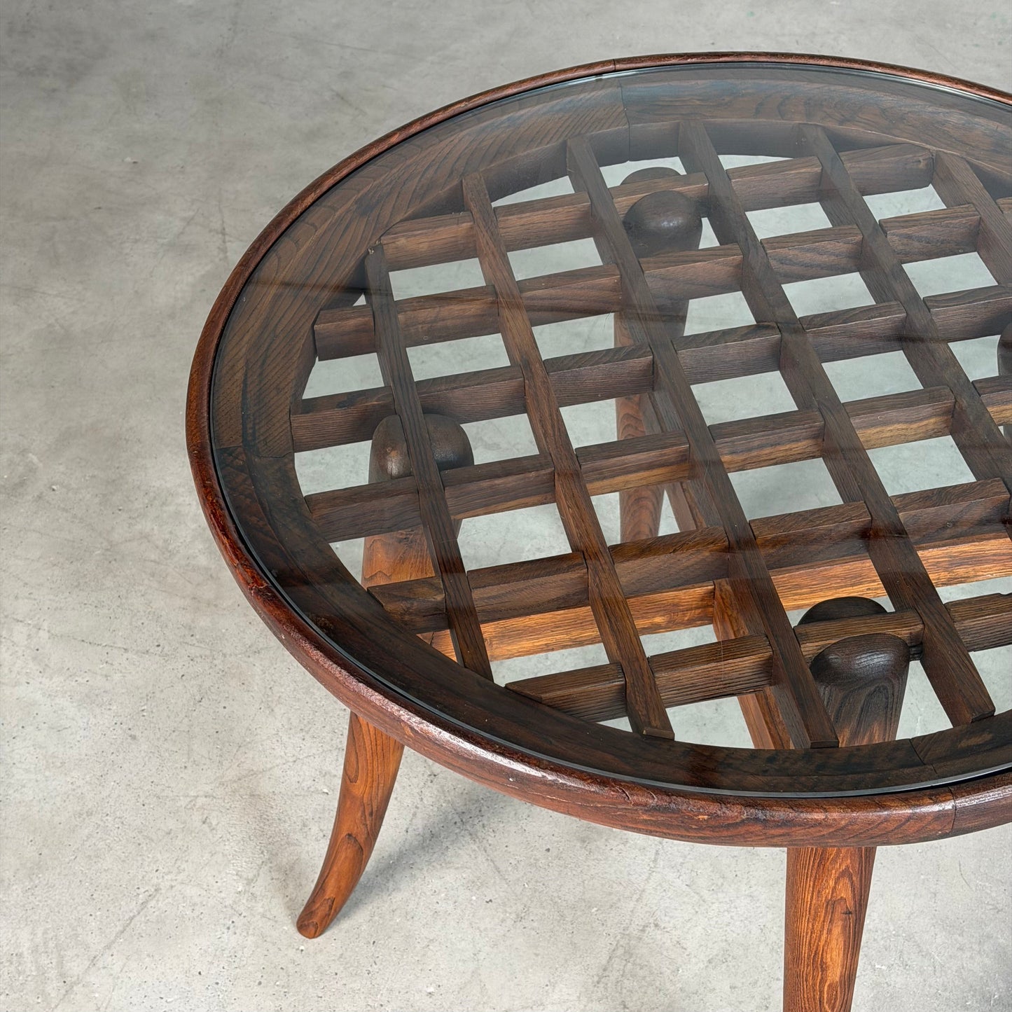 Mario Quarti Attribuited Raised Coffee Table in Solid Chestnut and Glass, 1940s Coffee Tables