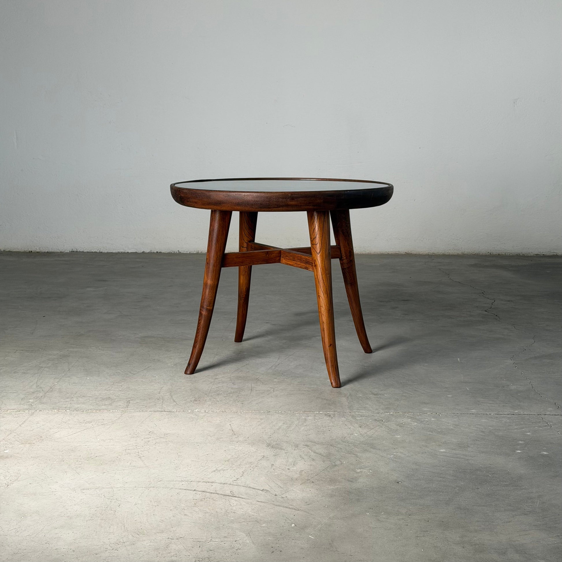 Mario Quarti Attribuited Raised Coffee Table in Solid Chestnut and Glass, 1940s Coffee Tables