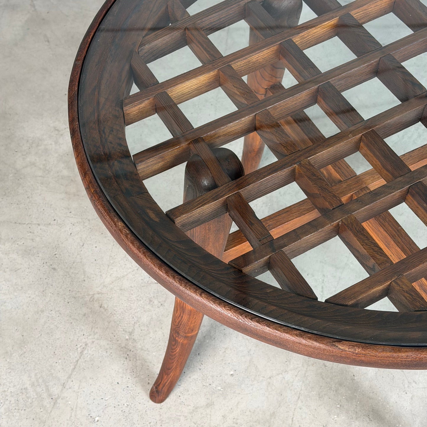 Mario Quarti Attribuited Raised Coffee Table in Solid Chestnut and Glass, 1940s Coffee Tables