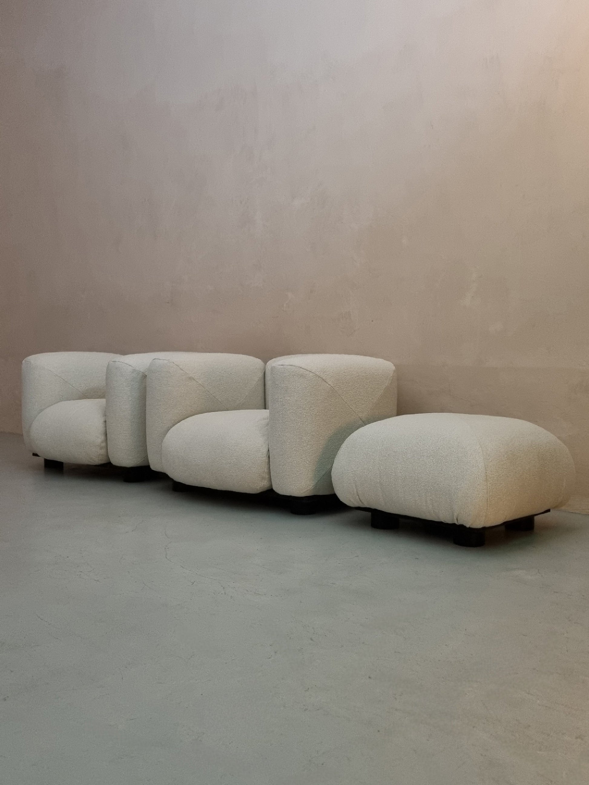 Marius Armchairs and Pouf by Mario Marenco for Arflex, 1971 Chairs