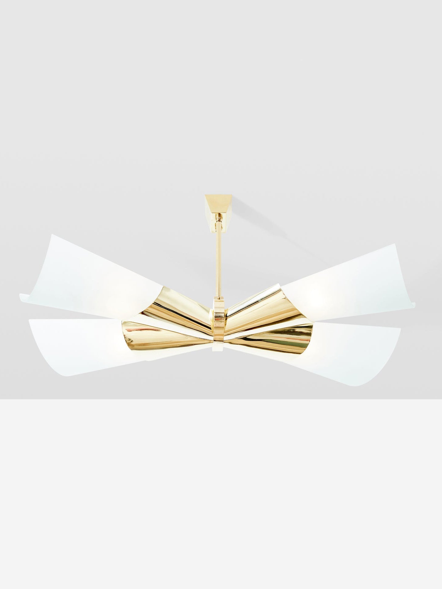 Max Ingrand for Fontana Arte Brass Opalin Glass Chandelier 1955 Chandeliers