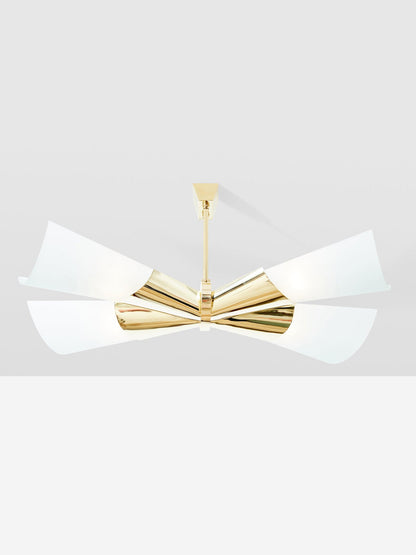 Max Ingrand for Fontana Arte Brass Opalin Glass Chandelier 1955 Chandeliers