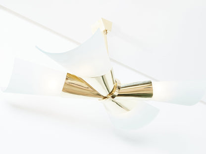 Max Ingrand for Fontana Arte Brass Opalin Glass Chandelier 1955 Chandeliers