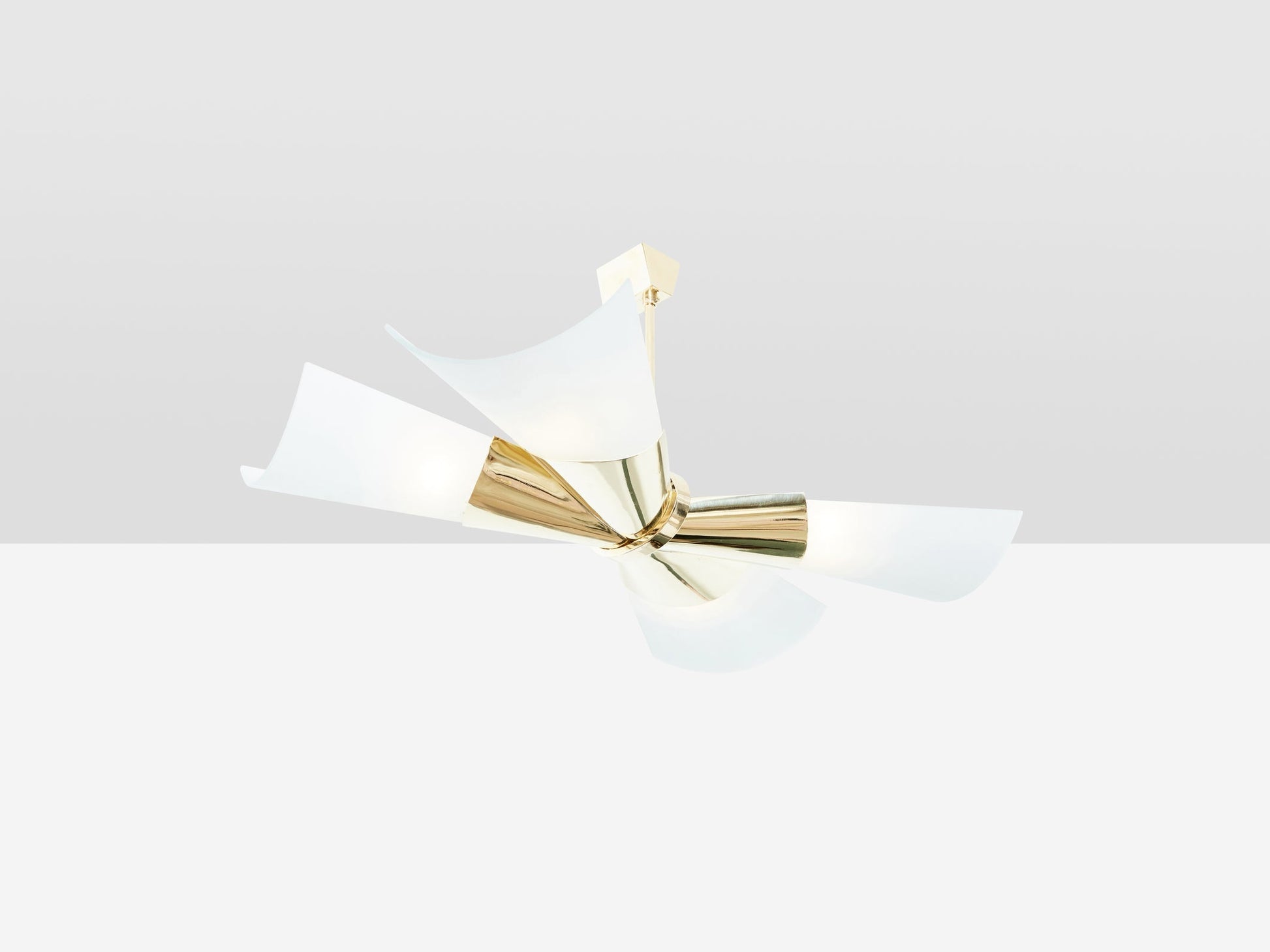 Max Ingrand for Fontana Arte Brass Opalin Glass Chandelier 1955 Chandeliers