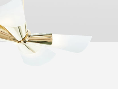 Max Ingrand for Fontana Arte Brass Opalin Glass Chandelier 1955 Chandeliers