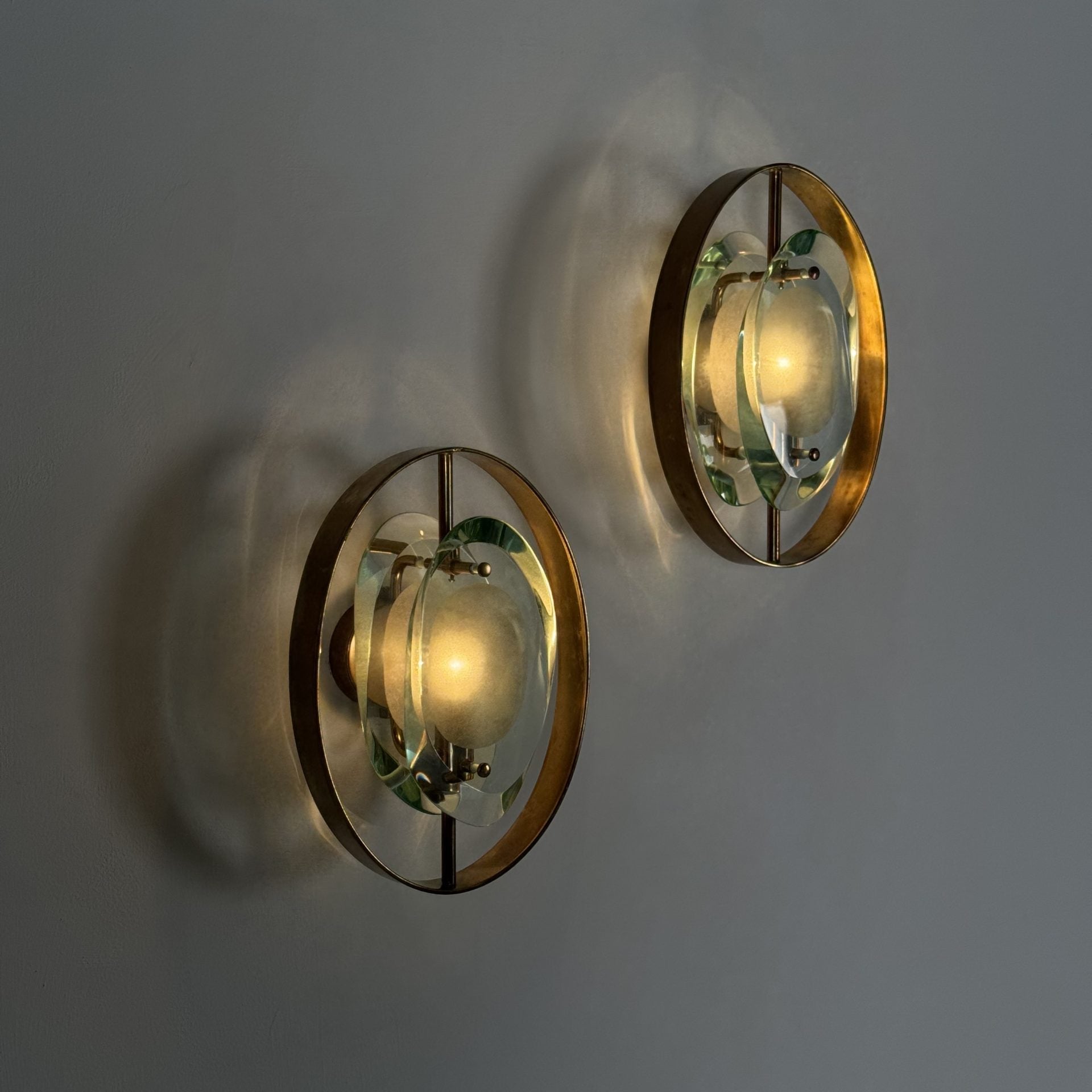 Pair of "Micro" Lamps by Max Ingrand for Fontana Arte, 1950s Sconces