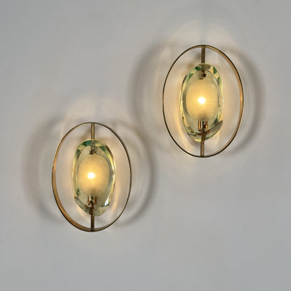 Pair of "Micro" Lamps by Max Ingrand for Fontana Arte, 1950s Sconces