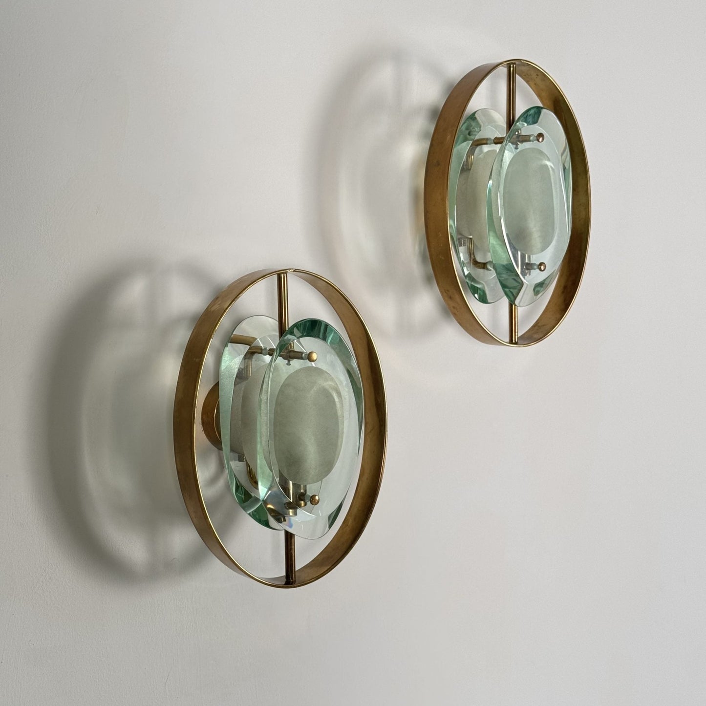 Pair of "Micro" Lamps by Max Ingrand for Fontana Arte, 1950s Sconces