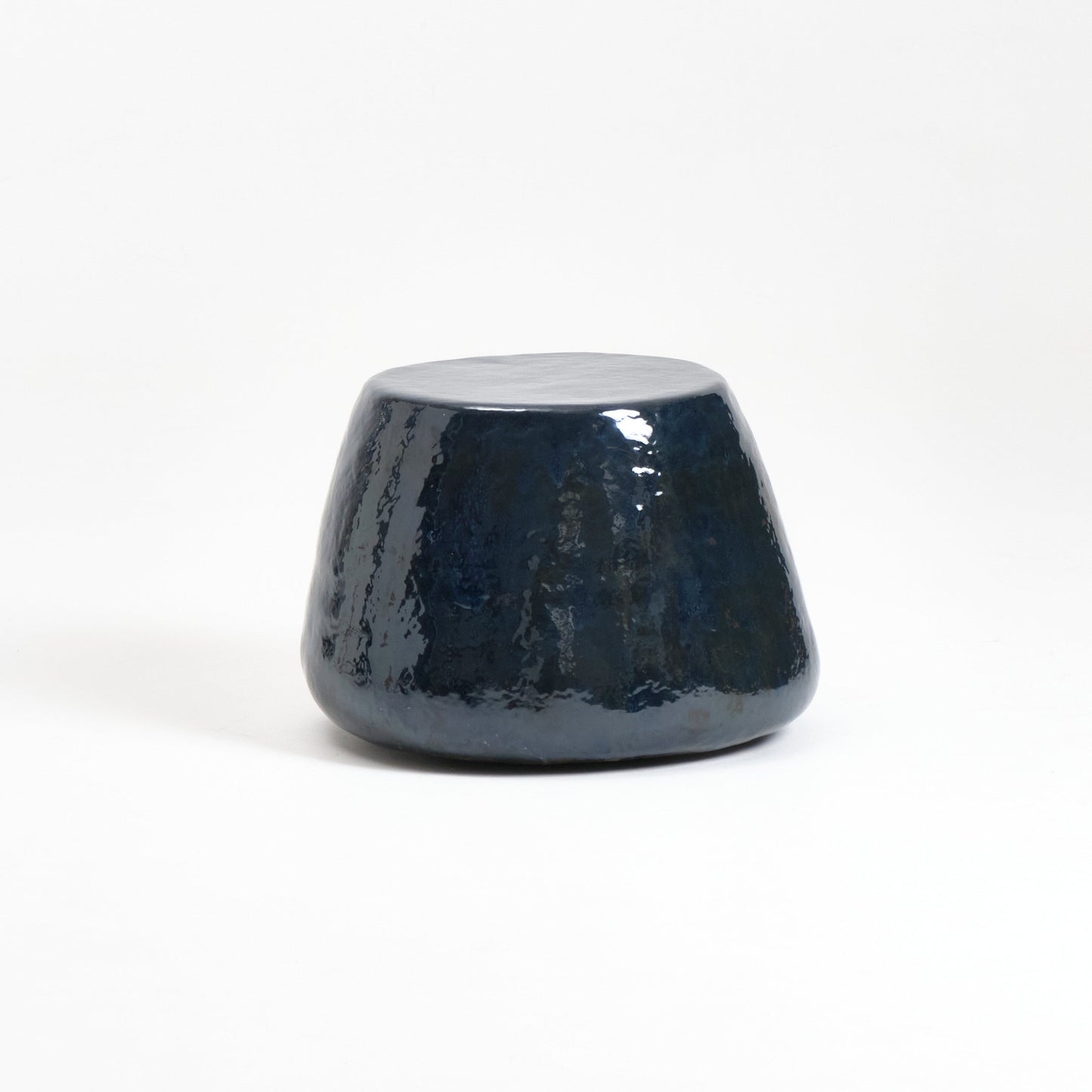 Medium Ceramic Table in Blue Gasoline End Tables