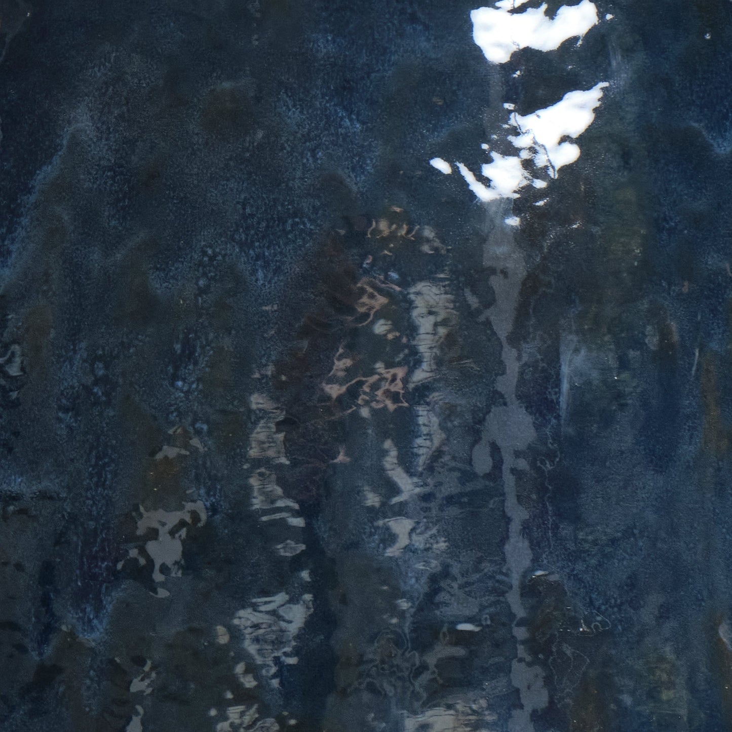 Medium Ceramic Table in Blue Gasoline End Tables