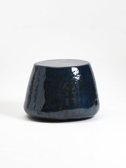 Medium Ceramic Table in Blue Gasoline End Tables