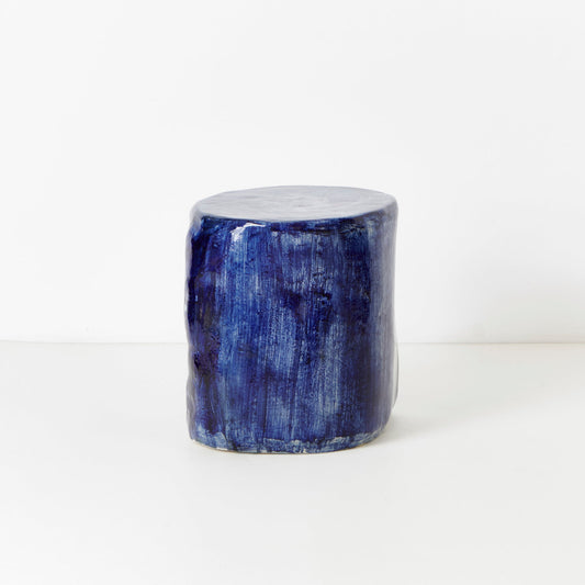 Medium Ceramic Side Table in Brushed Cobalt End Tables