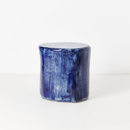 Medium Ceramic Side Table in Brushed Cobalt End Tables