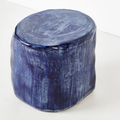 Medium Ceramic Side Table in Brushed Cobalt End Tables