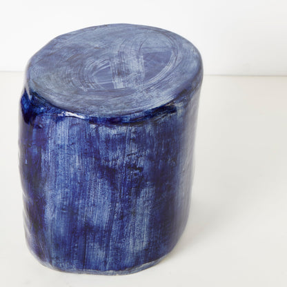 Medium Ceramic Side Table in Brushed Cobalt End Tables