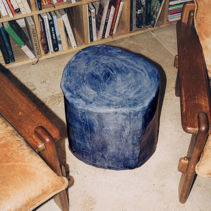 Medium Ceramic Side Table in Brushed Cobalt End Tables