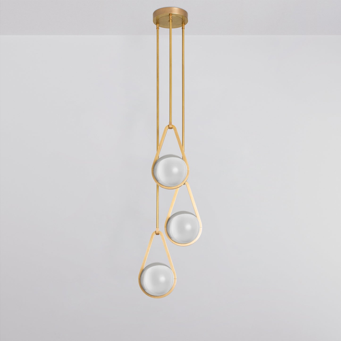 Melo Trio Pendant Light in Brass Clear Shade Pendant Lights