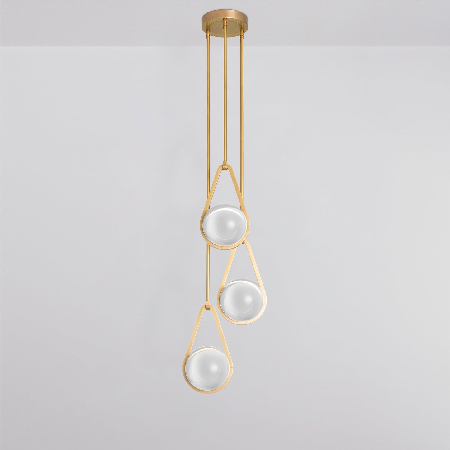 Melo Trio Pendant Light in Brass Clear Shade Pendant Lights