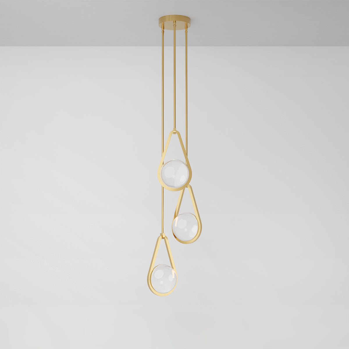 Melo Trio Pendant Light in Brass Clear Shade Pendant Lights