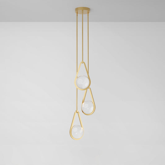 Melo Trio Pendant Light in Brass Clear Shade Pendant Lights