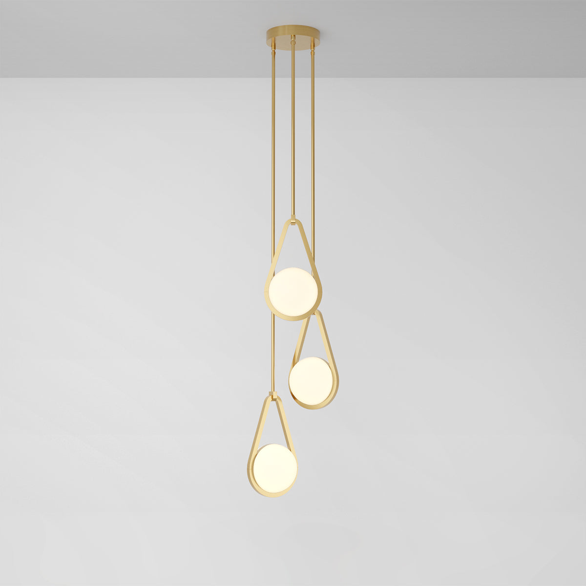 Melo Trio Pendant Light in Brass Frosted Shade Pendant Lights