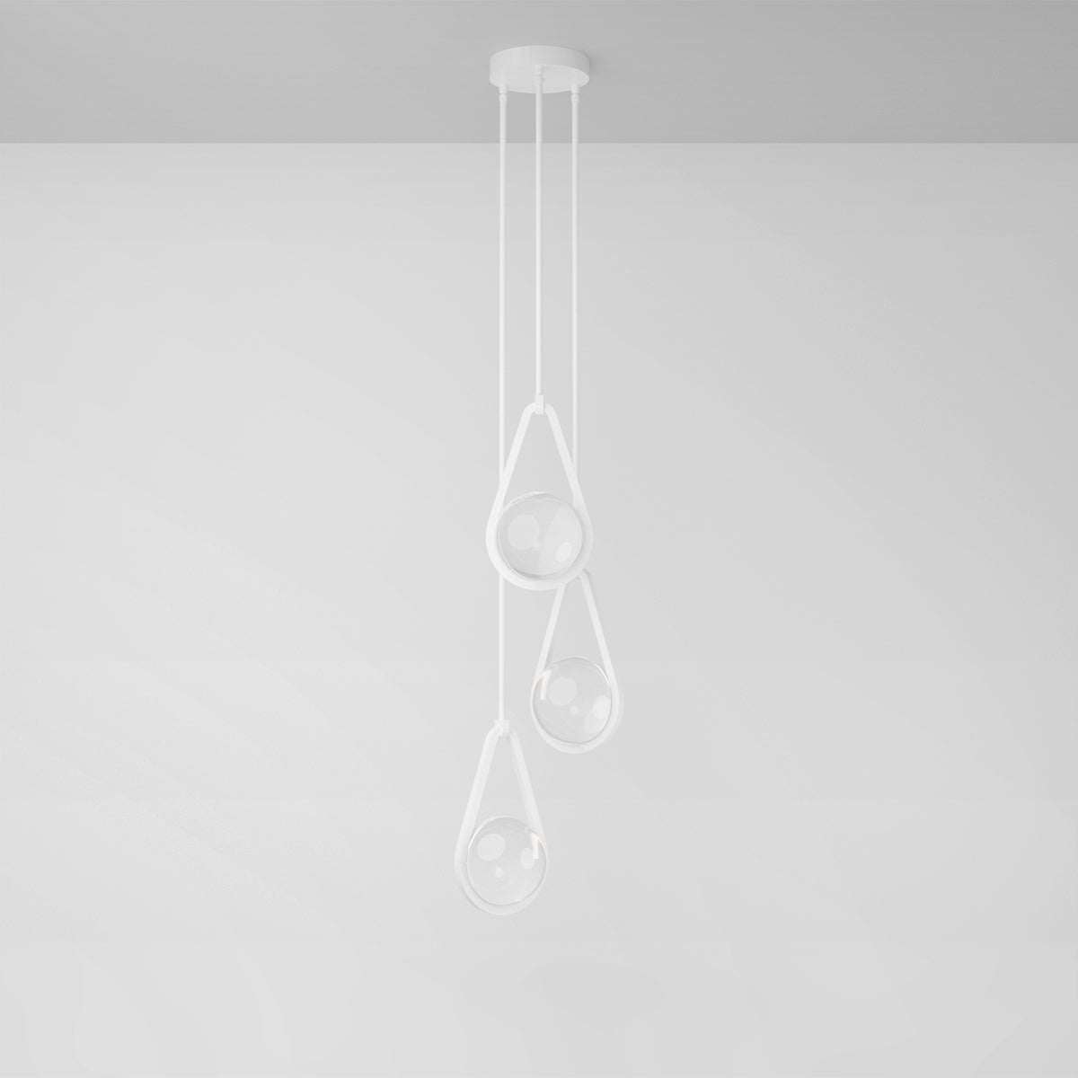 Melo Trio Pendant Light in Matte White Clear Shade Pendant Lights