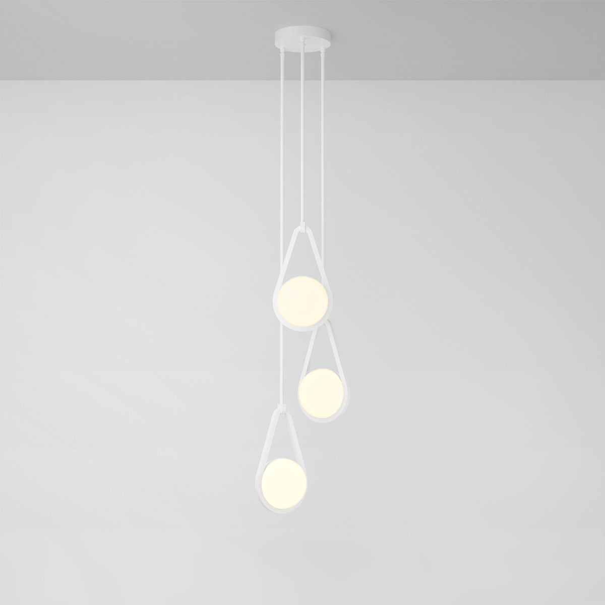 Melo Trio Pendant Light in Matte White Frosted Shade Pendant Lights