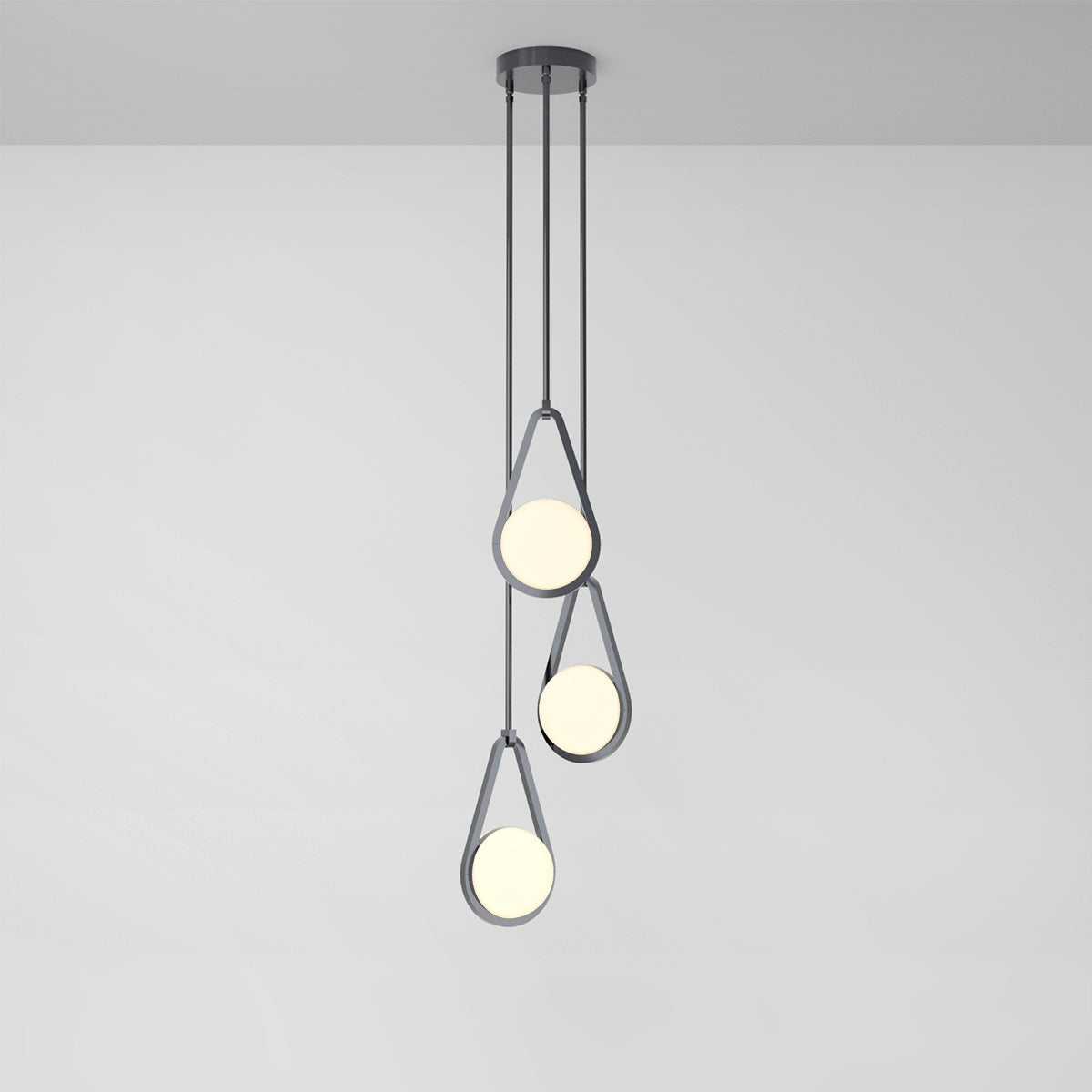 Melo Trio Pendant Light in Pewter Frosted Shade Pendant Lights